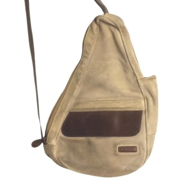 LL Bean Ameribag Unisex Healthy Back Bag Sling Backpack Suede Leather Vintage - Picture 1 of 12